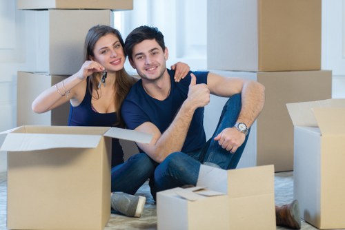 Removal van and boxes representing transparent house removals pricing in London