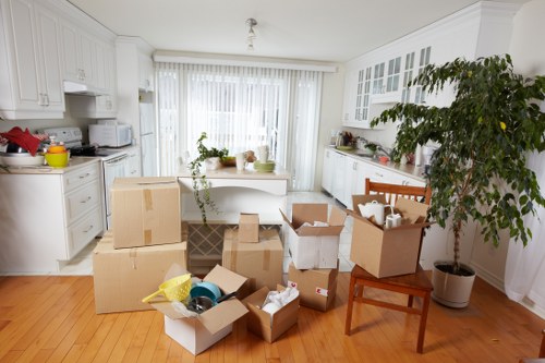 Furniture and household items arranged securely inside a van