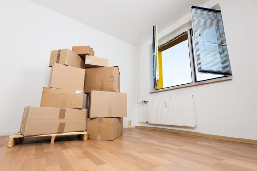 Waste and packing materials prepared for lawful disposal