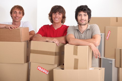 Packed boxes and household items prepared for transport