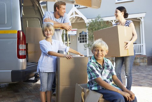 Packed household items ready for recycling and donation during a move